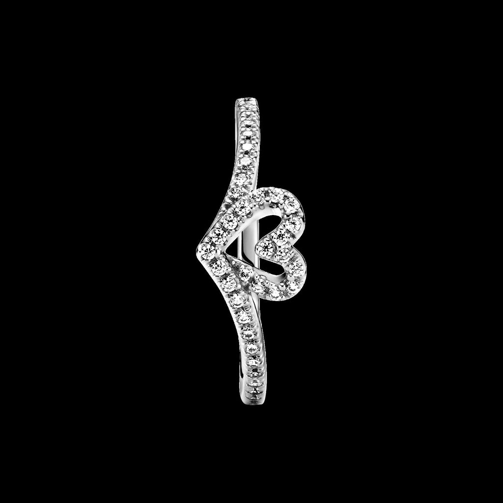 Sparkling Wishbone Heart Ring