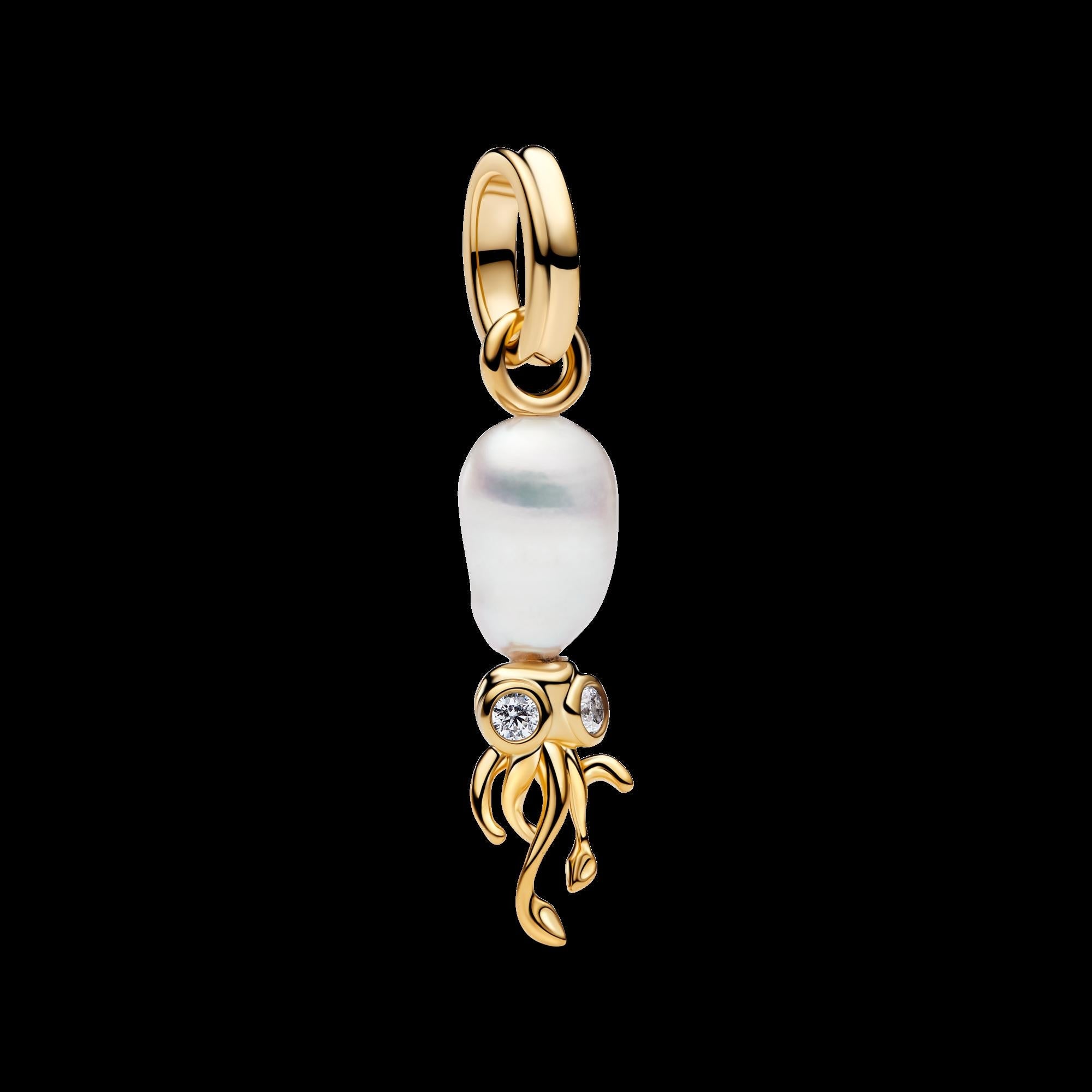 Treated Freshwater Cultured Baroque Pearl Mushroom Dangle Charm